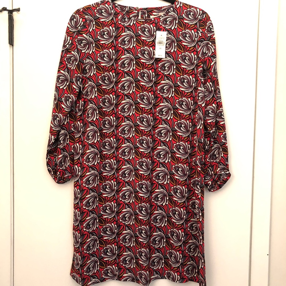 NWT Loft Long Sleeve Floral Dress, XSmall
